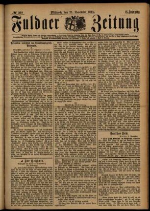 Ausgabe vom Mittwoch, den 11. November 1891.