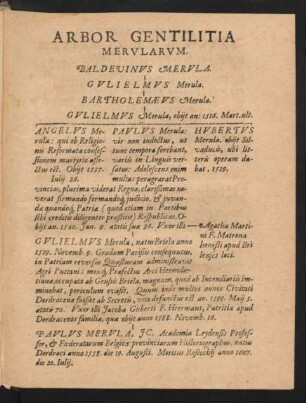 Arbor Gentilitia Merularum.
