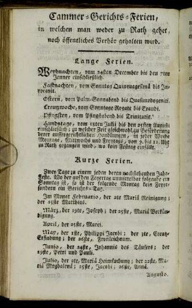 Cammer-Gerichts-Ferien,[...]