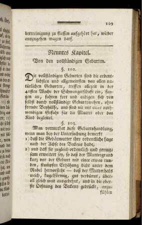 Neuntes Kapitel. Von den vollständigen Geburten.