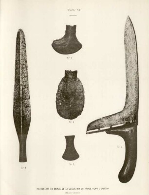 Planche VI. - Instruments en bronze de la collection du Prince Henri d'Orléans