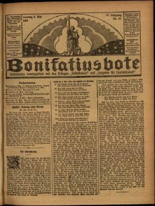 Erste Ausgabe vom Sonntag, den 09. Mai 1920.