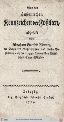 Von den äusserlichen Kennzeichen der Fossilien