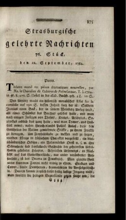 76. Stück, den 22. September, 1784.