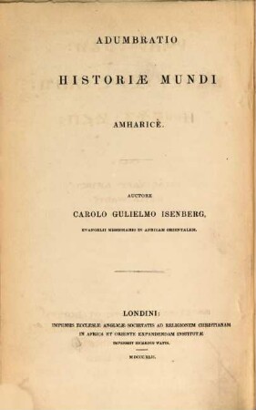 Adumbratio historiae mundi Amharice