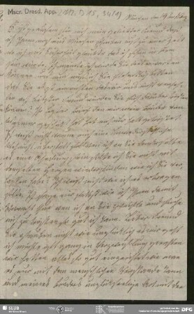 Eigenh. Brief von Sophie Bernhardi an August Wilhelm von Schlegel, München, 14.03.1805