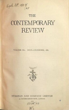 Contemporary review. 40. 1881