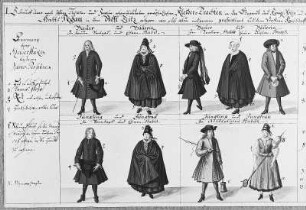 Kleidertrachten aus Pegau : Kleidertrachten des Amtes Pegau (Pegau-Carsdorf, Kreis Borna, Stöntzsch und Werben, devastiert). Deckfarben, 1724. Wilschdorf, Kreis Sebnitz: Sammlung P. Grafe