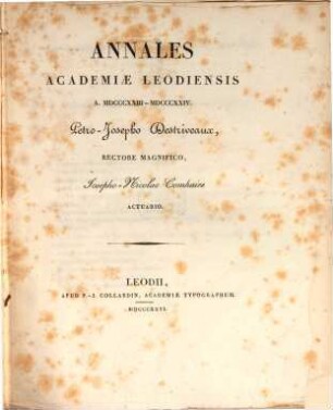 Annales Academiae Leodiensis. 1823/24