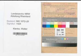 Entnazifizierung Walter Klenke , geb. 27.11.1904 (Arbeiter)