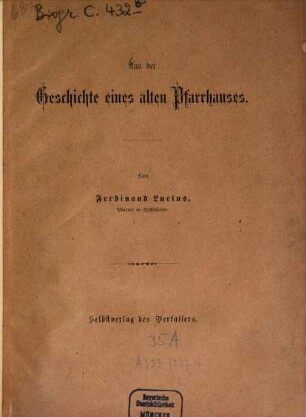 Aus der Geschichte eines alten Pfarrhauses : [Friederike Brion.] [Johann Wolfgang Goethe.]