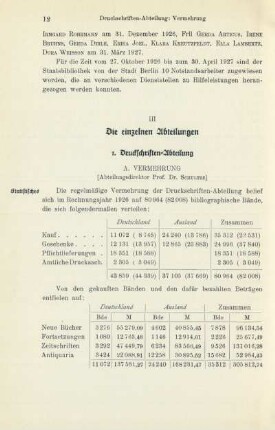 III Die einzelnen Abteilungen