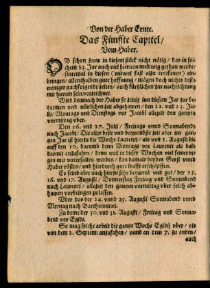 Das Fünffte Capitel/ Vom Haber.