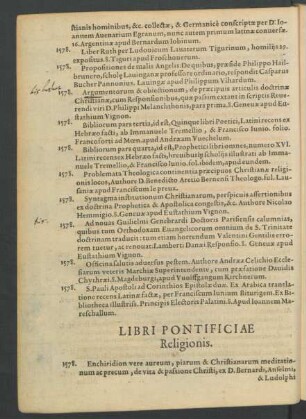 Libri Pontificiae Religionis.