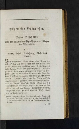 Allgemeine Naturlehre. Erster Abschnitt.