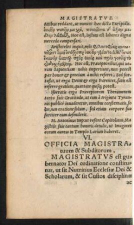 VI. Officia Magistratuum & Subditorum.