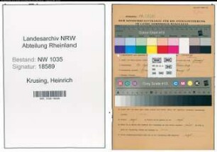Entnazifizierung Heinrich Krusing , geb. 26.09.1901 (Hauer)