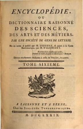 Encyclopédie, Ou Dictionnaire Raisonné Des Sciences, Des Arts Et Des Métiers. 6, CAM - CHAL