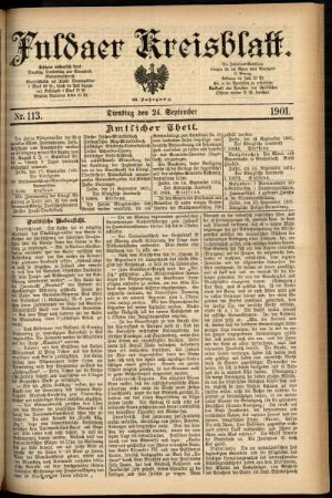 Erste Ausgabe vom Dienstag, den 24. September 1901.