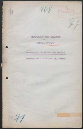 1921/22: Jahresbericht ... - 1921/22