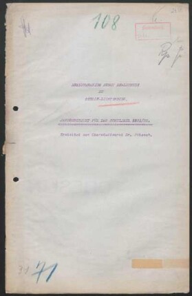 1921/22: Jahresbericht ... - 1921/22