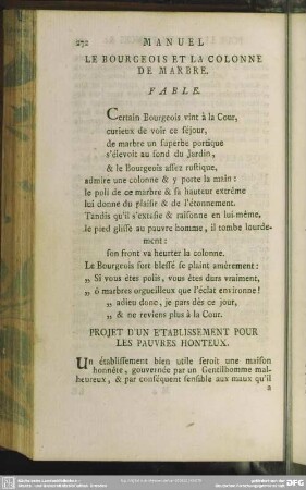 Projet D'Un Établissement Pour Les Pauvres Honteux