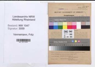 Entnazifizierung Fritz Vennemann , geb. 20.06.1909 (Bankbeamter)
