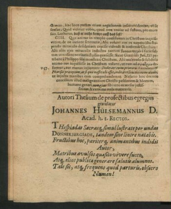Autori Thesium de profectibus egregiis gratulatur Johannes Hülsemannus