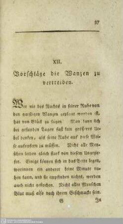 XII. Vorschläge die Wanzen zu vertreiben