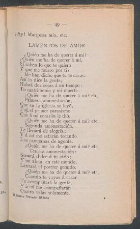 Lamentos de amor.