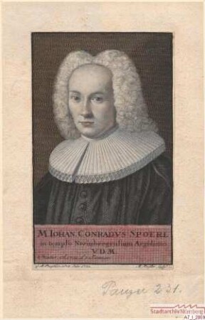 M. Johann Conrad Spoerl, Pfarrer in St. Egidien; geb. 3. Januar 1701
