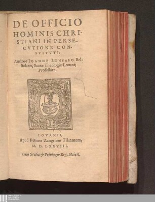 De Officio Hominis Christiani In Persecvtione Constitvti