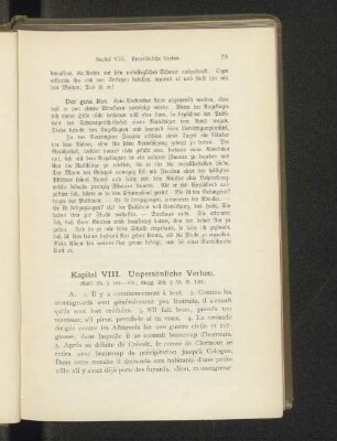 Kapitel VIII. Unpersönliche Verben.