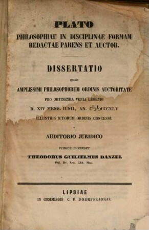 Plato philosophiae in disciplinae formam redactae parens et auctor