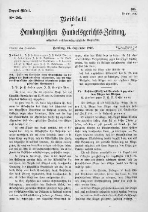 Beiblatt zur hamburgischen Handelsgerichts-Zeitung No. 26. Hamburg, 26. September 1868.