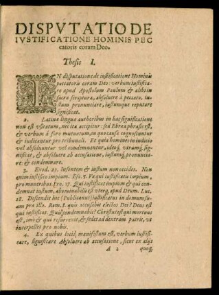 Disputatio De Iustificatione Hominis Peccatoris coram Deo.