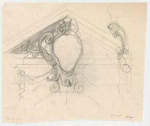 Thiersch, Friedrich von; München; Justizpalast - Fensterverdachung (Ansicht, Schnitt)