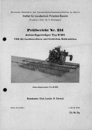 Anbau-Eggenträger, Typ B 391