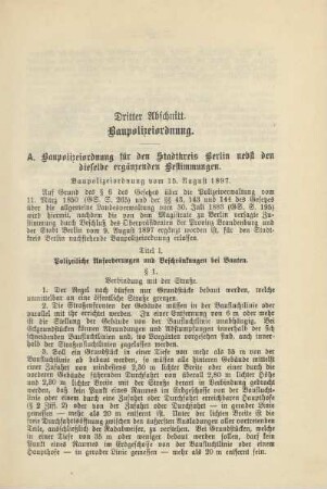 Dritter Abschnitt. Baupolizeiordnung