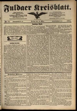 Erste Ausgabe vom Freitag, den 18. März 1904.