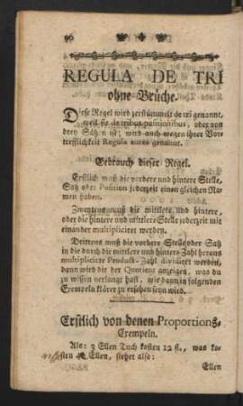 Regula de Tri ohne Brüche.