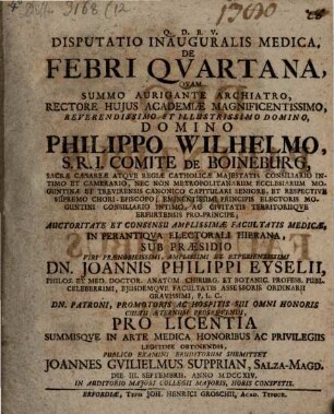 Disp. inaug. med. de febri quartana