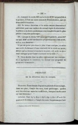 Problème sur les directrices dans les coniques.
