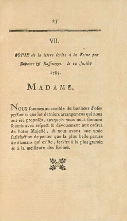 VII. Copie de la lettre ...