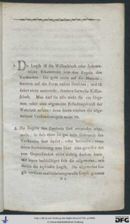 Aphorismen aus der allgemeinen Logik.