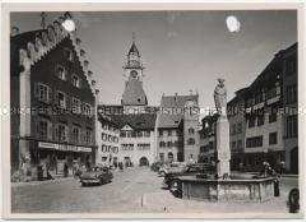 Überlingen, Hofstatt, Rathaus und Münsterturm