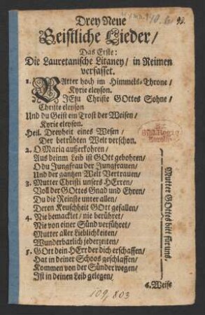 Drey Neue Geistliche Lieder/