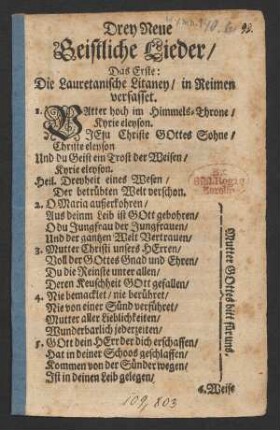 Drey Neue Geistliche Lieder/