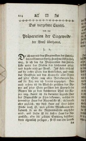 Das vierzehnte Capitel, von der Präparation der Eingeweide der Brust überhaupt.