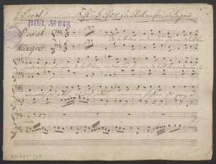 Wallensteins Lager. | Musik | von | Destouches. | Partitur. : [Titelbl. von 1] ; [Historisches Aufführungsmaterial der Bayerischen Staatsoper], 14. Einlage: Schluß=Chor zu Wallensteins Lager